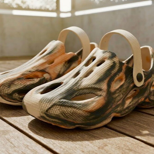 Unisex streetwear slippers with abstract marble design, size 38