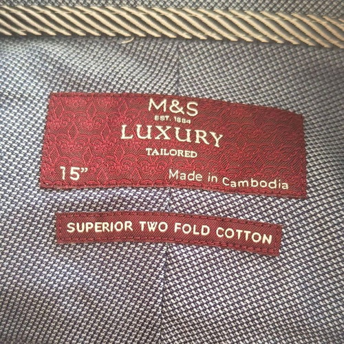 M&S Luxury Tailored men's shirt 100% cotton blue like new