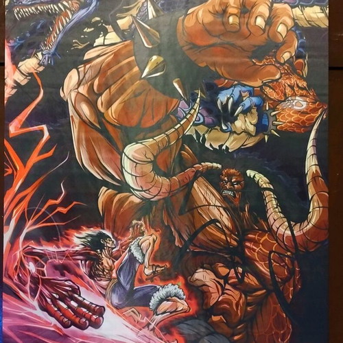 One Piece Luffy vs Kaido wall scroll like new, size 60x90
