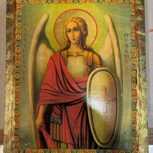 Archangel Michael Handmade Icon New 23.5x30 cm