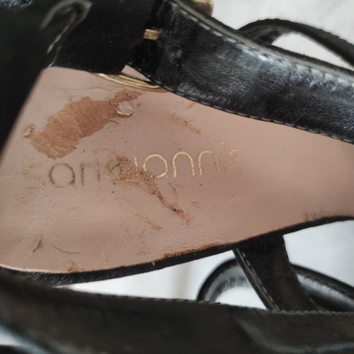 Sarigiannis sandals used, black suede, size 39, 10cm heel