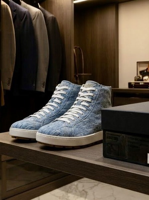 Hogan H242 Varsity High-Top Sneakers Piombo Lead Blue Size 45 EU