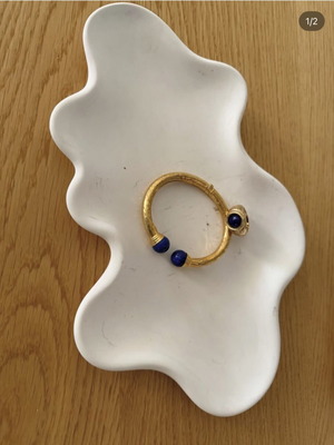 Handmade aesthetic minimal tray with organic fluid shape