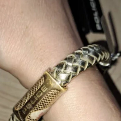 Police leather bracelet new, gold color, magnetic clasp
