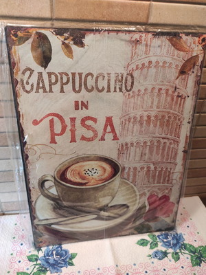 Πινακάκι κρεμαστό σιδερένιο Vintage Cappucino in Pisa καινούριο