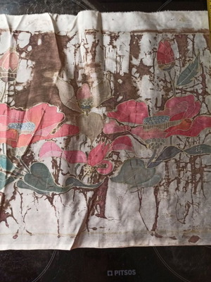 Ζωγραφική σε μετάξι νέο ενυπόγραφο έργο με πράσινες, καφέ και ροζ αποχρώσεις