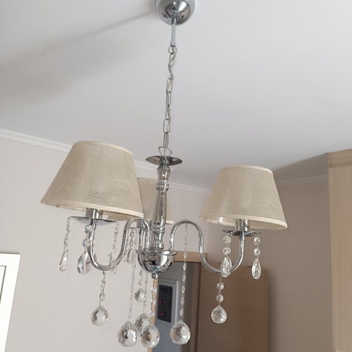 Three-light chandelier with crystals like new