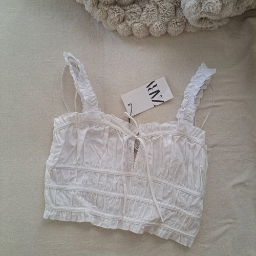 Zara Poplin Top new, white, size M