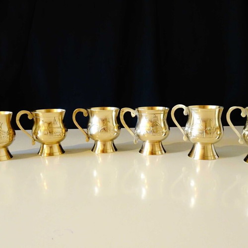 Brass Taj Mahal cups used, set of 6 pieces