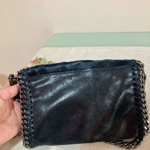 Italian Job crossbody bag made of genuine leather and pony skin like new, black