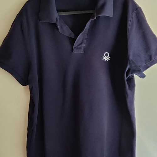 Polo United Colors of Benetton navy blue men's size L used, 100% cotton