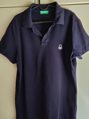 Polo United Colors of Benetton navy blue men's size L used, 100% cotton