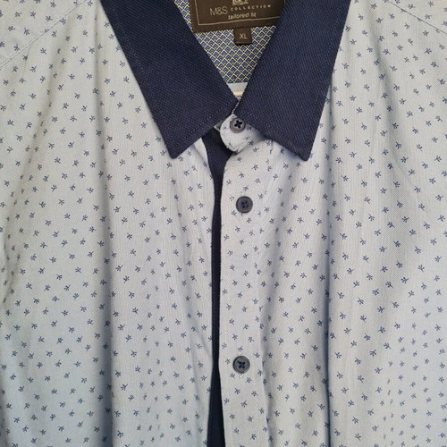 Men's shirt blue with blue details Marks and Spencer like new, size XL