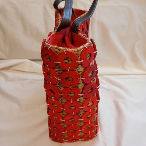 Alma Tonutti authentic straw shoulder bag, vintage boho style