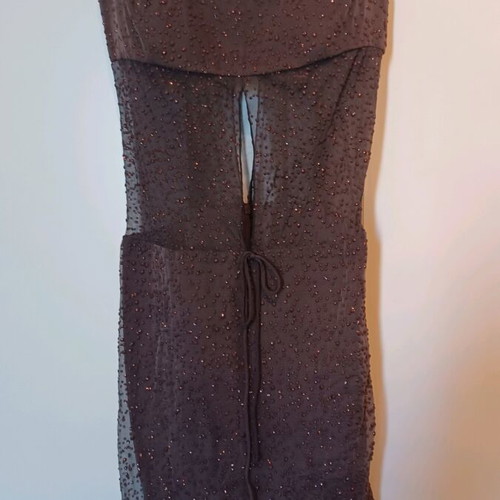 Kathy Heyndels Small dress like new, elephant color with shiny polka dots