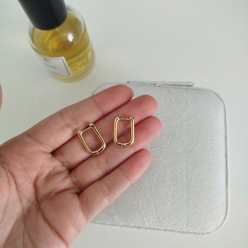 Rectangular hoops gold plated, new