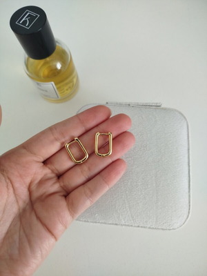 Rectangular hoops gold plated, new