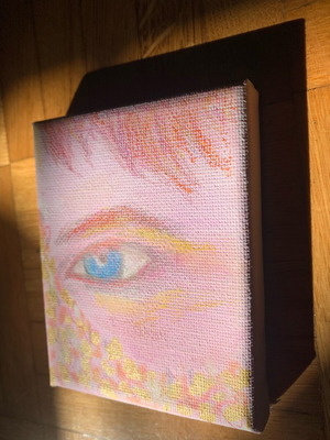 Lover’s Eye Painting καινούργιο, ακρυλικά και ξυλομπογιές σε καμβά 10x8cm
