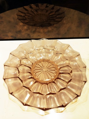 Art Deco crystal serving platter large, like new