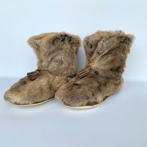 Pottery Barn PB Teen Wolf Booties slippers synthetic fur new size XL