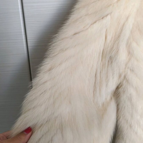 Fur coat from Russia, handmade, beige ecru