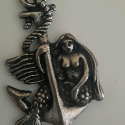 Handmade retro style mermaid anchor keychain with cross new, blue silver