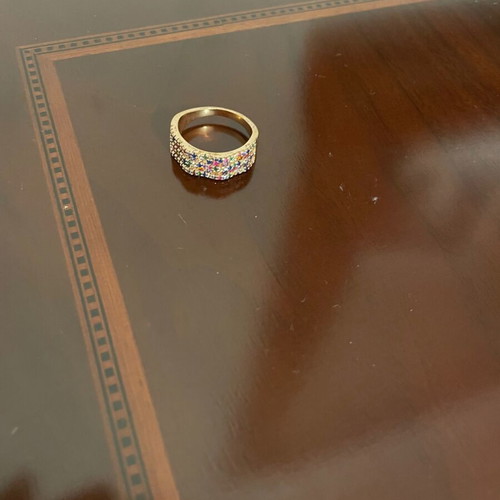 Steel ring used, size 53 with multicolored stones