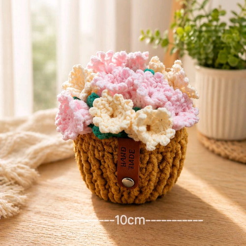 Handmade Crochet Flower Pot with Coasters 100% Cotton