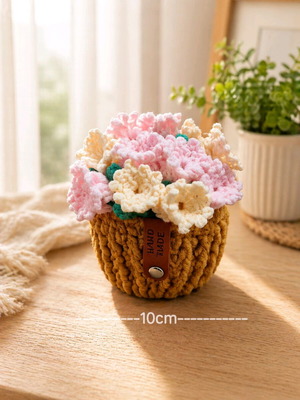 Handmade Crochet Flower Pot with Coasters 100% Cotton