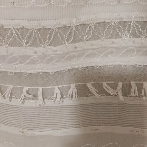 Linen blouse like new, white, thin with tulle transparent designs, 4XL