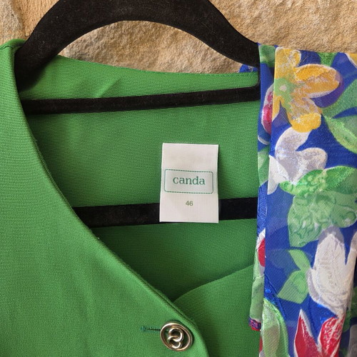 Canda Vintage 80s 90s Short Sleeve Blazer with Scarf used, green