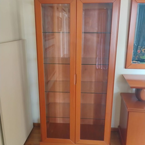 Living room furniture set cherry wood with lighting, like new