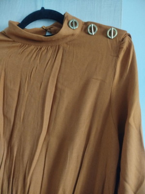 Zara dress midi with buttons on one shoulder like new, brown-orange