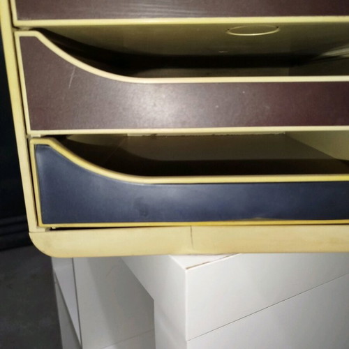 Vintage 80s' filing cabinet used, hard plastic with 4 drawers