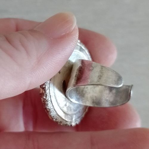 Statement ring circular, two-tone, adjustable, used