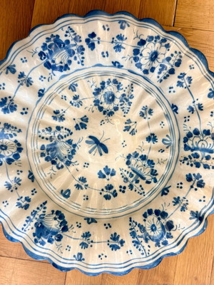 Antique Faience Platter used 18th century with handwritten seal