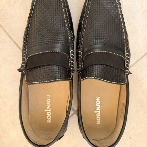 Robinson black woven leather loafers, size 44