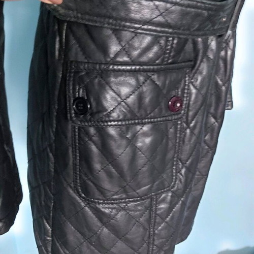 Paisley Park women's quilted leather coat used, black