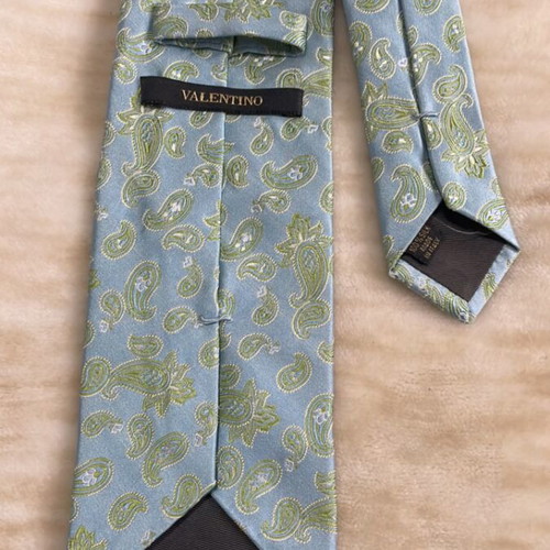 Valentino silk tie like new, blue-green paisley pattern
