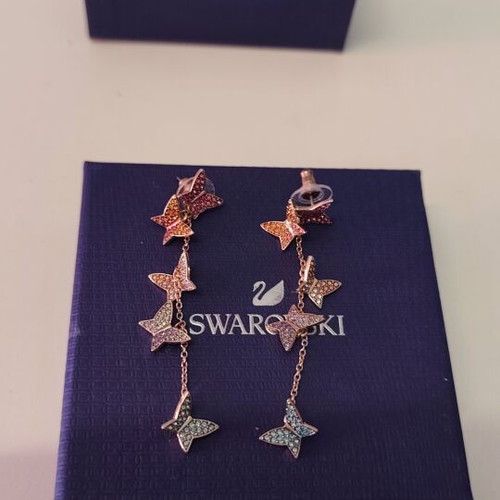Swarovski Lilia Drop Earrings, rose gold-tone, colorful butterflies