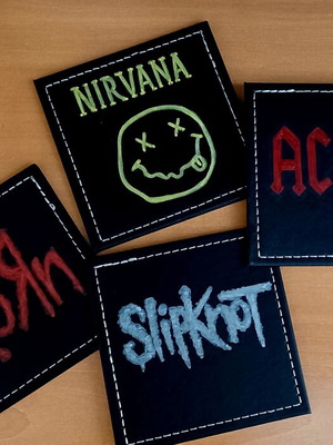 Rock Metal Coasters Set of 4 hand-painted with Nirvana AC/DC Korn Slipknot