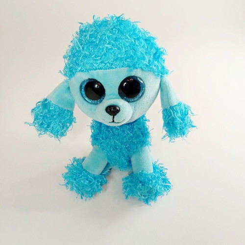 Ty Beanie Boos Blue Poodle Plush with Large Glitter Eyes like new
