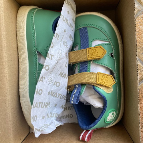 Naturino sandals size 24 new, leather, blue and green