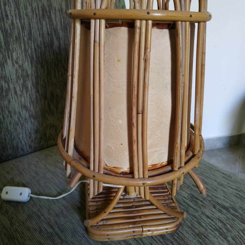 Bamboo portatif used, 1980s table lamp