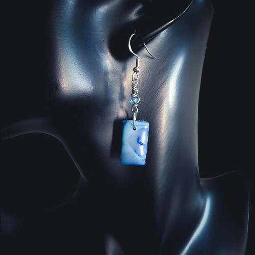 Handmade earrings from recycled plastic blue, new