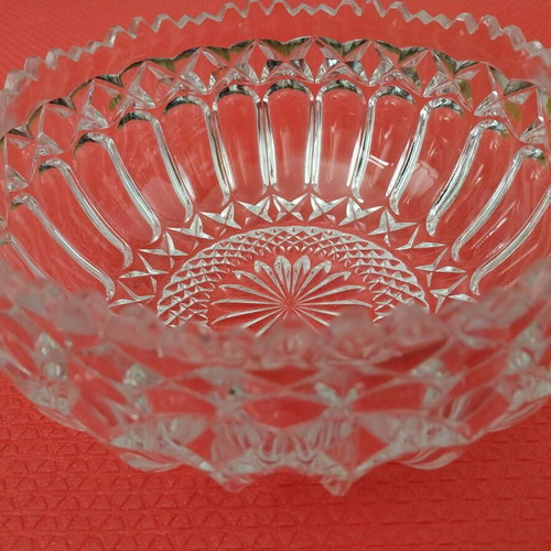 Glass carved fruit bowl used, vintage style