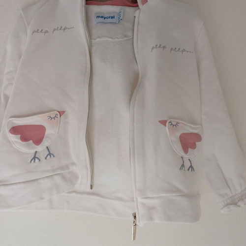 Mayoral jacket for 3-year-old girl like new, white with zipper