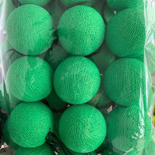 Garland with 35 lights and balls new, handmade in light green