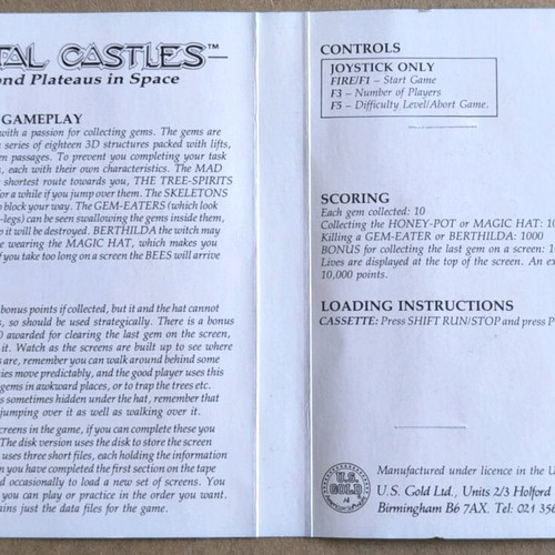 Crystal Castles Diamond Plateaus In Space Commodore cassette US Gold