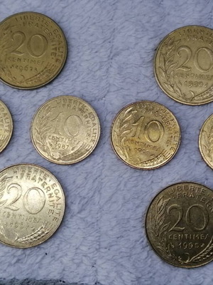 French coins used, pack of 8 pieces